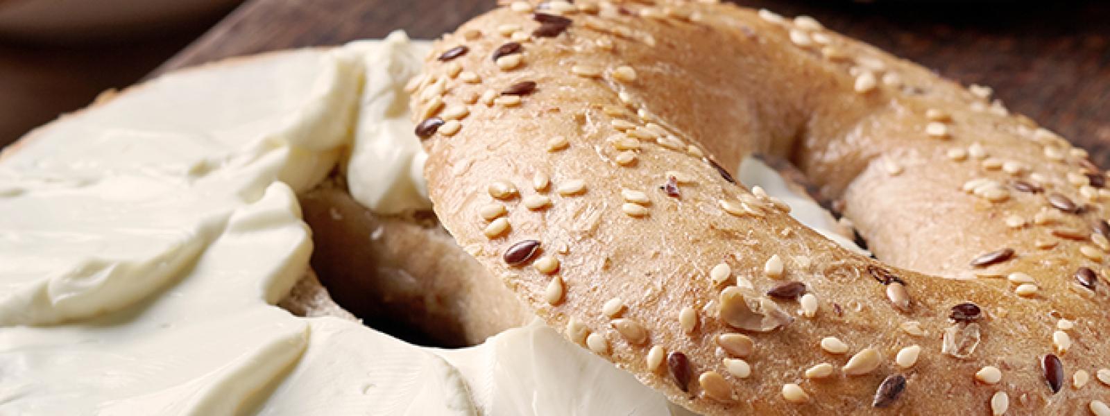 cream cheese with bagel banner